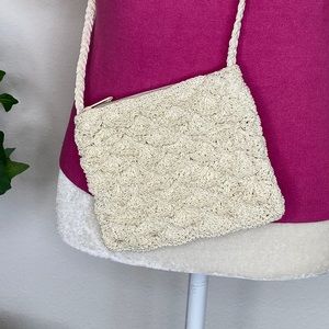 Crocheted and Beaded Cream Bag